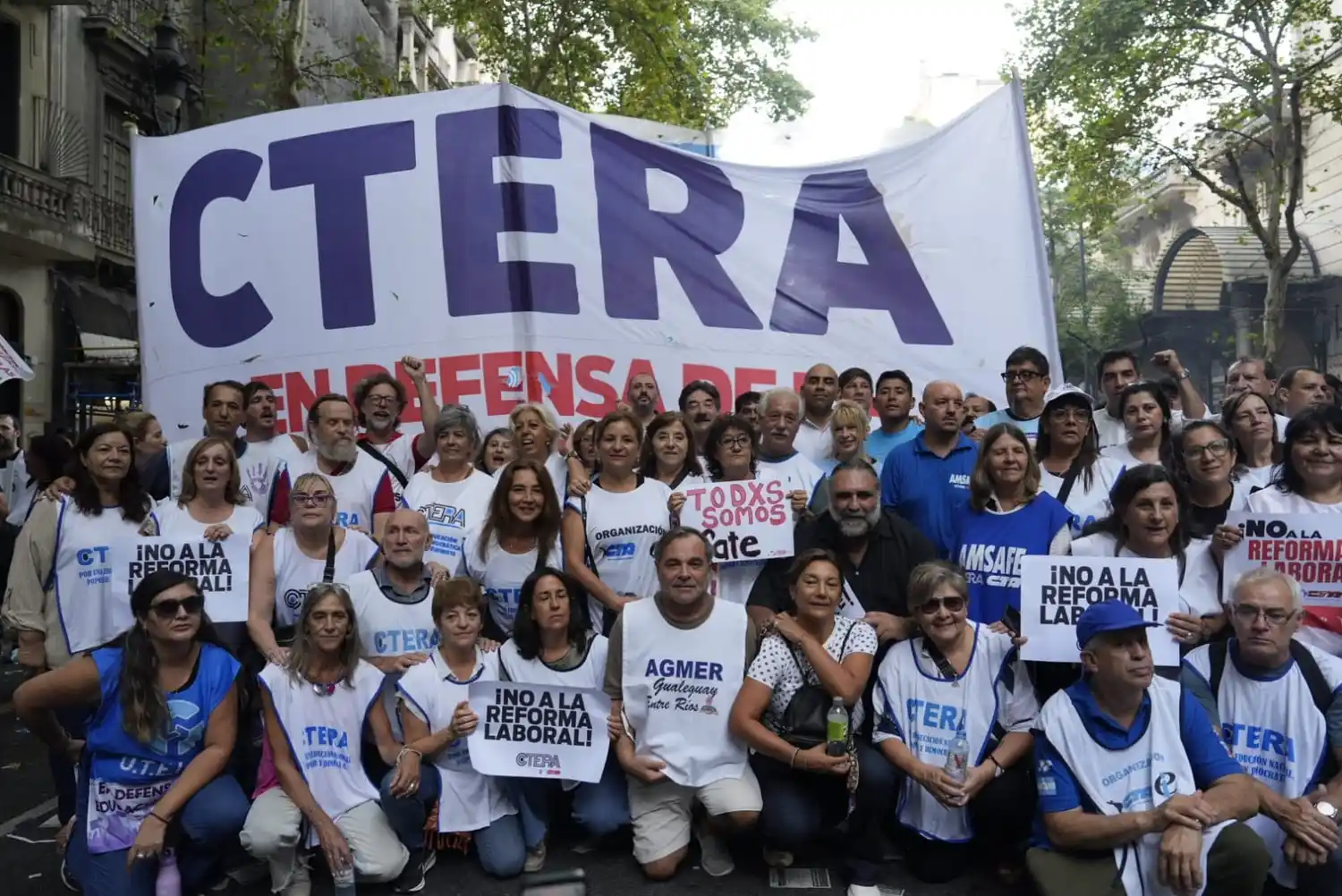 La plana mayor de Ctera, en una movilización.