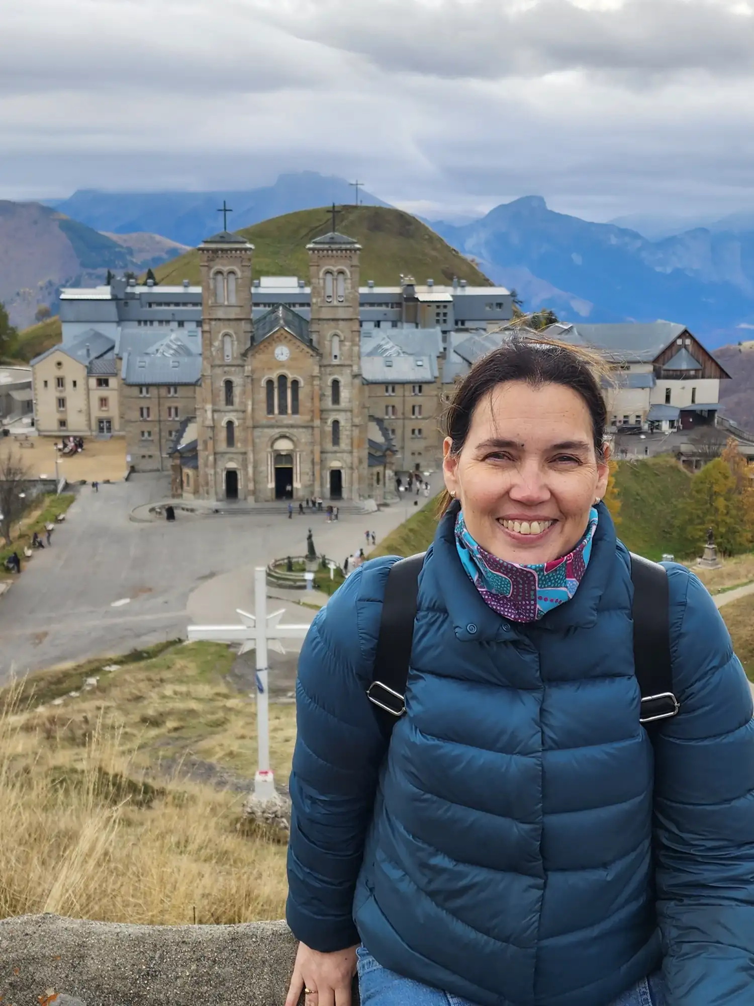 Silvia Schiaffino, en el Santuario de Nuestra Señora de la Salette, en Francia.