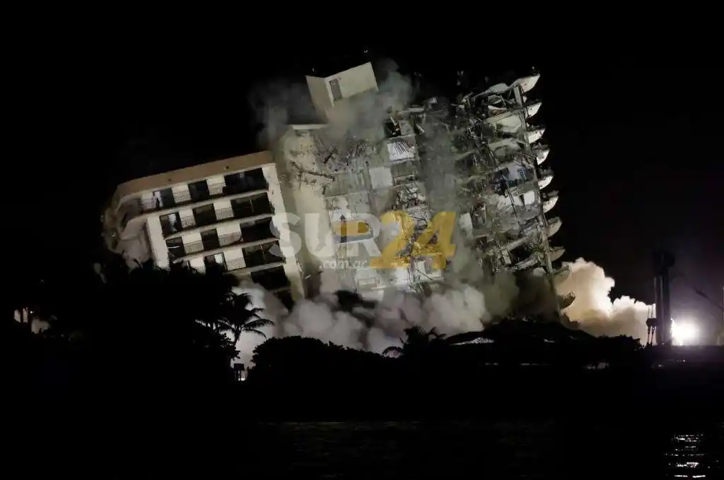 Miami: por temor a la tormenta Elsa, demolieron lo que quedaba del edificio