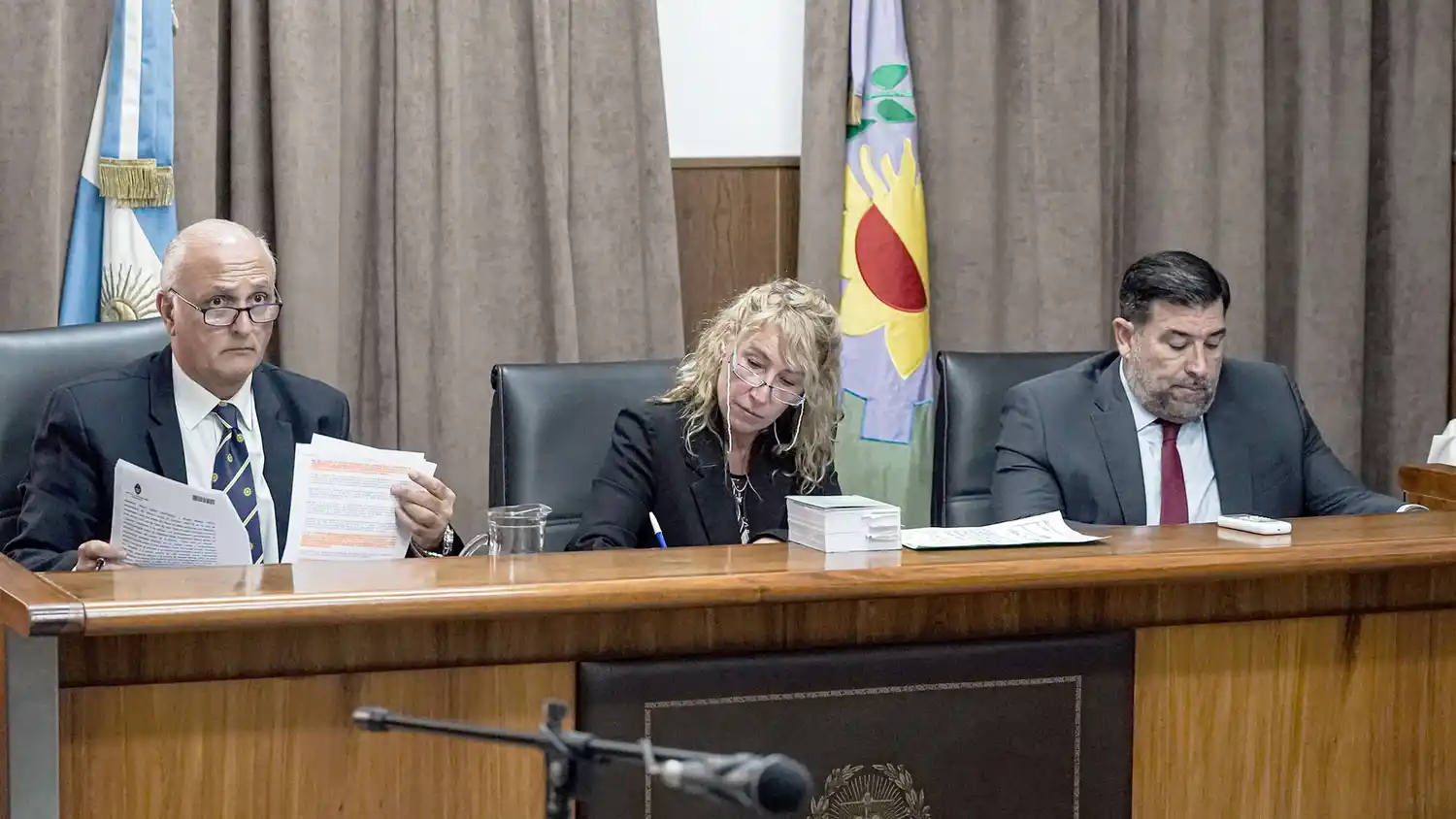 Miembros. Del Tribunal Criminal, Ernesto Juliano, Luciana Irigoyen Testa y Diego Mónaco