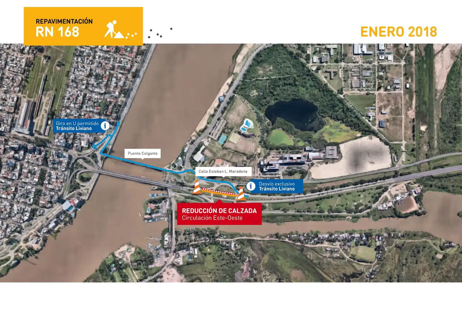 Continúan las tareas de repavimentación de la Ruta 168