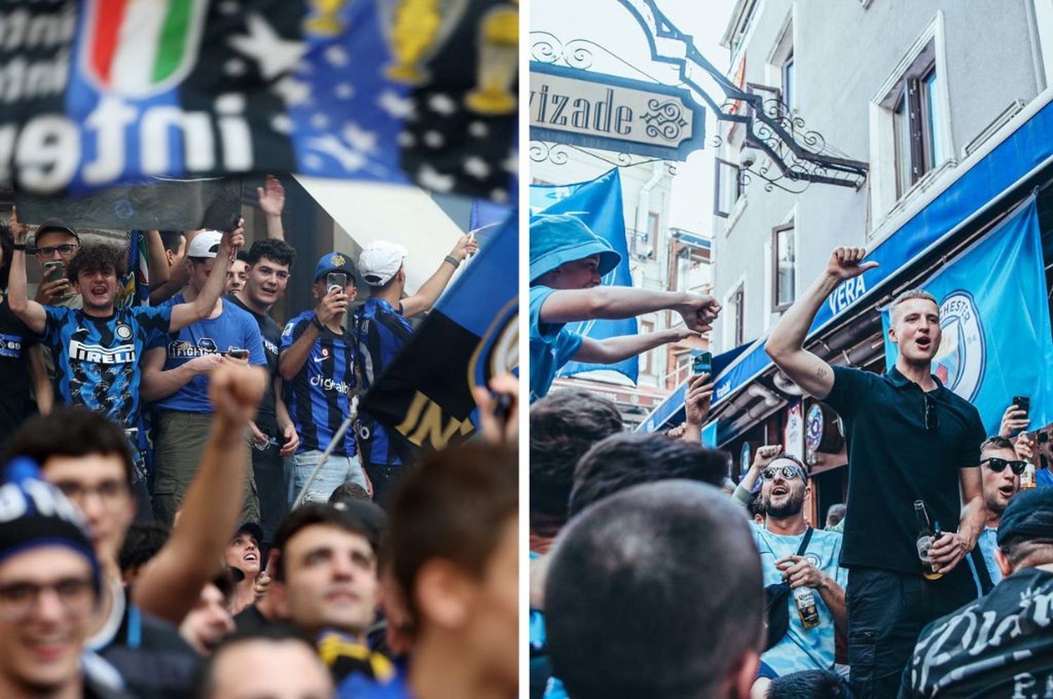 Los hinchas del Manchester City y el Inter de Milán le ponen color a la previa de la final de la Champions League