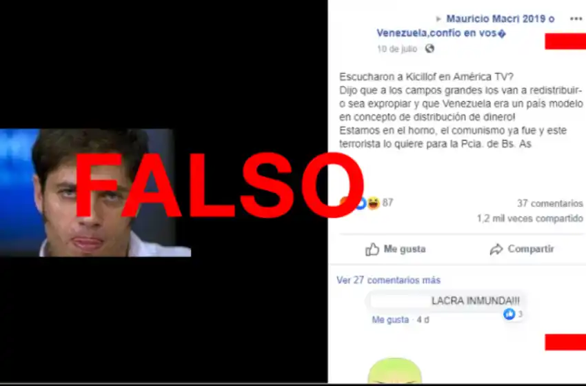 Es falso que Kicillof dijo que hay que expropiar los campos y que Venezuela es un país modelo
