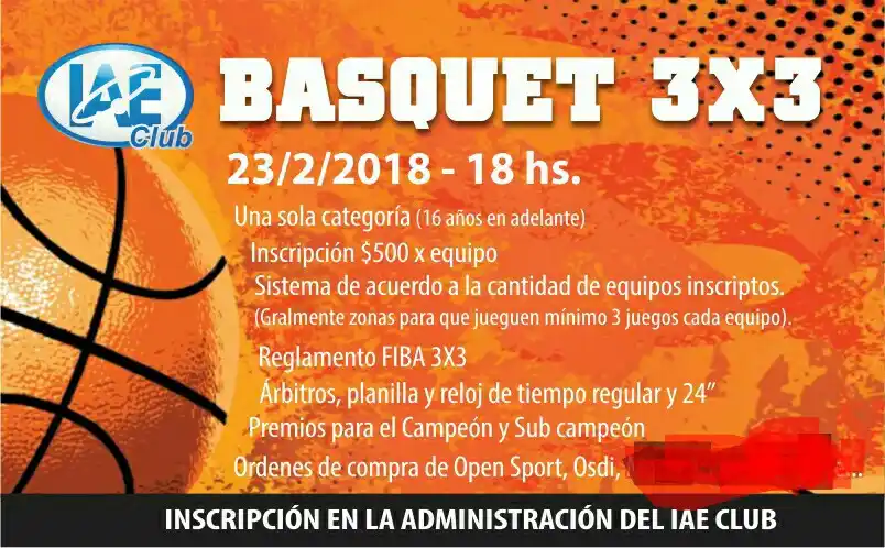 Básquet 3×3 en IAE Club