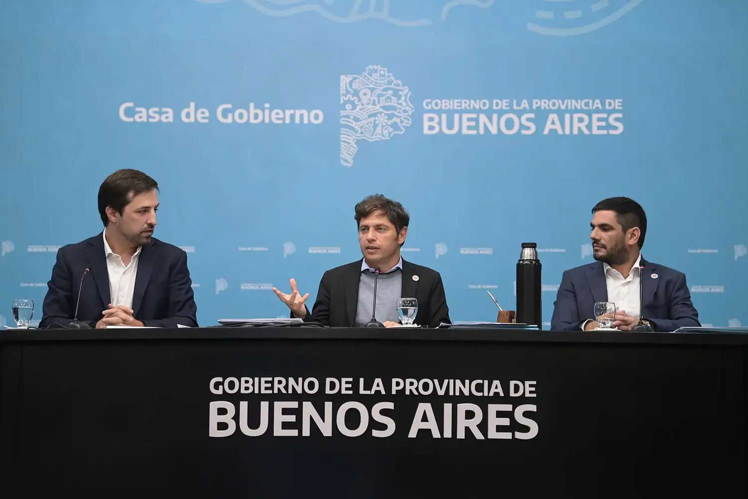Kreplak, Kicillof y Giles, durante la presentación