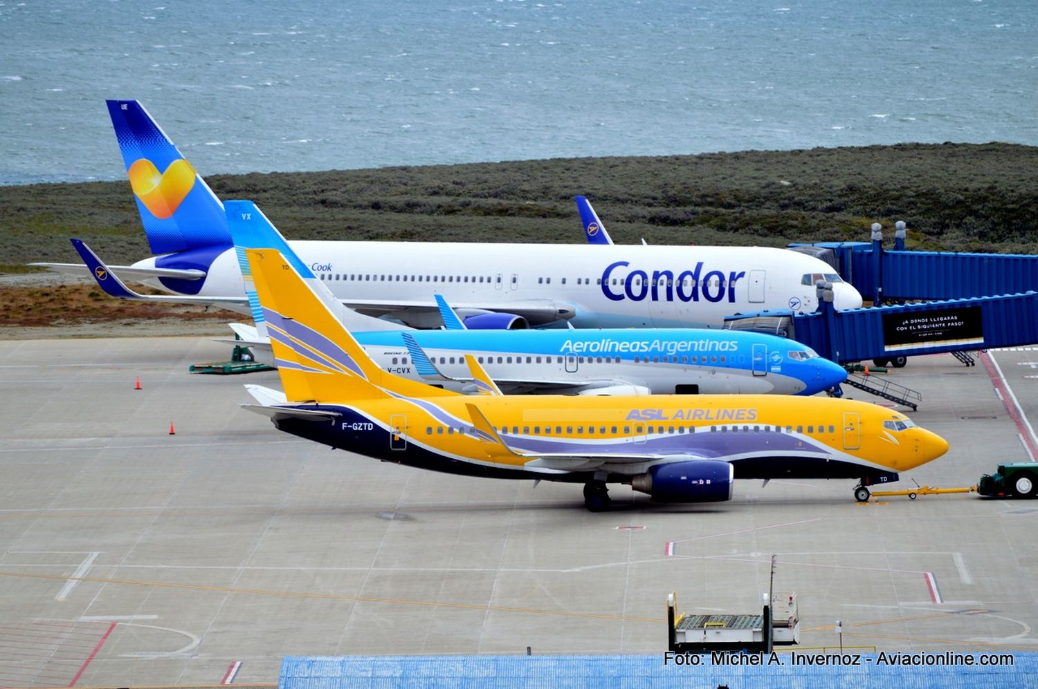[Fotogalería] Un 737 francés y un 767 alemán de visita en el aeropuerto de Ushuaia