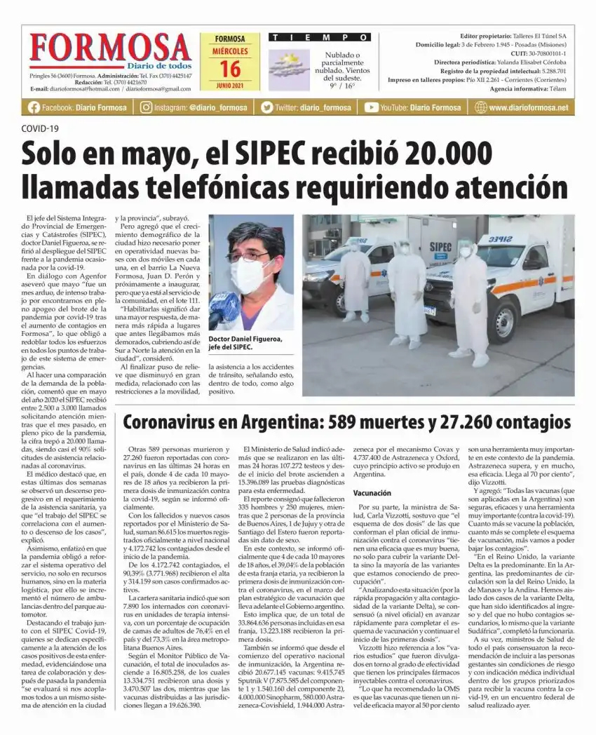 Tapa y Contratapa 16 de junio de 2021