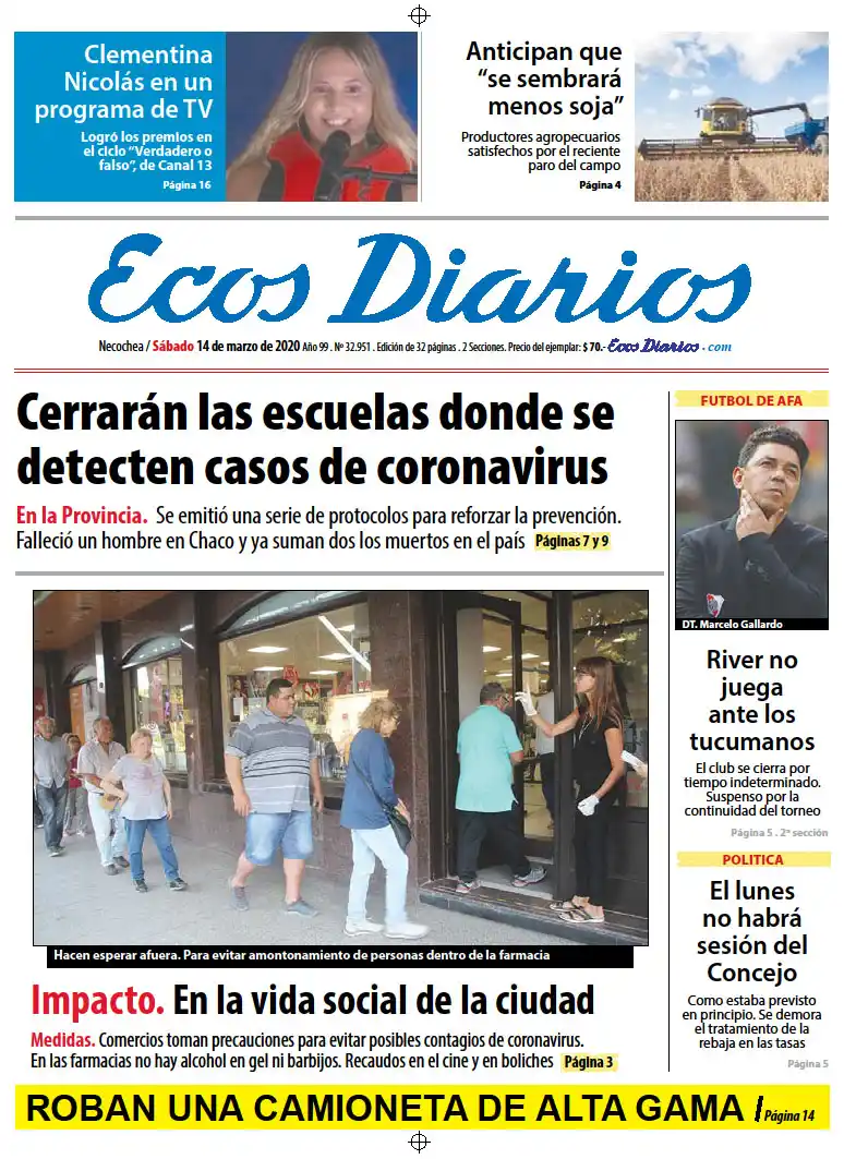 Tapa del 14 marzo de 2020