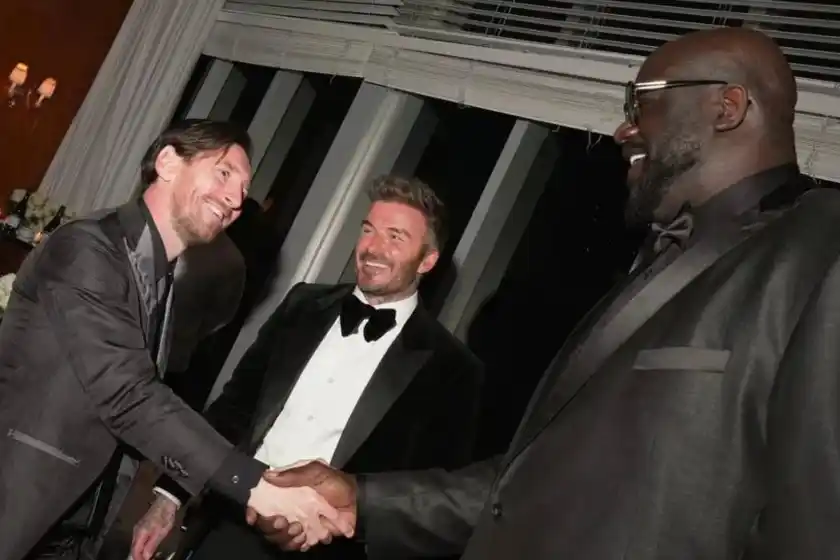 Messi se encontró con Shaquille O'Neal en el cumpleaños de Beckham