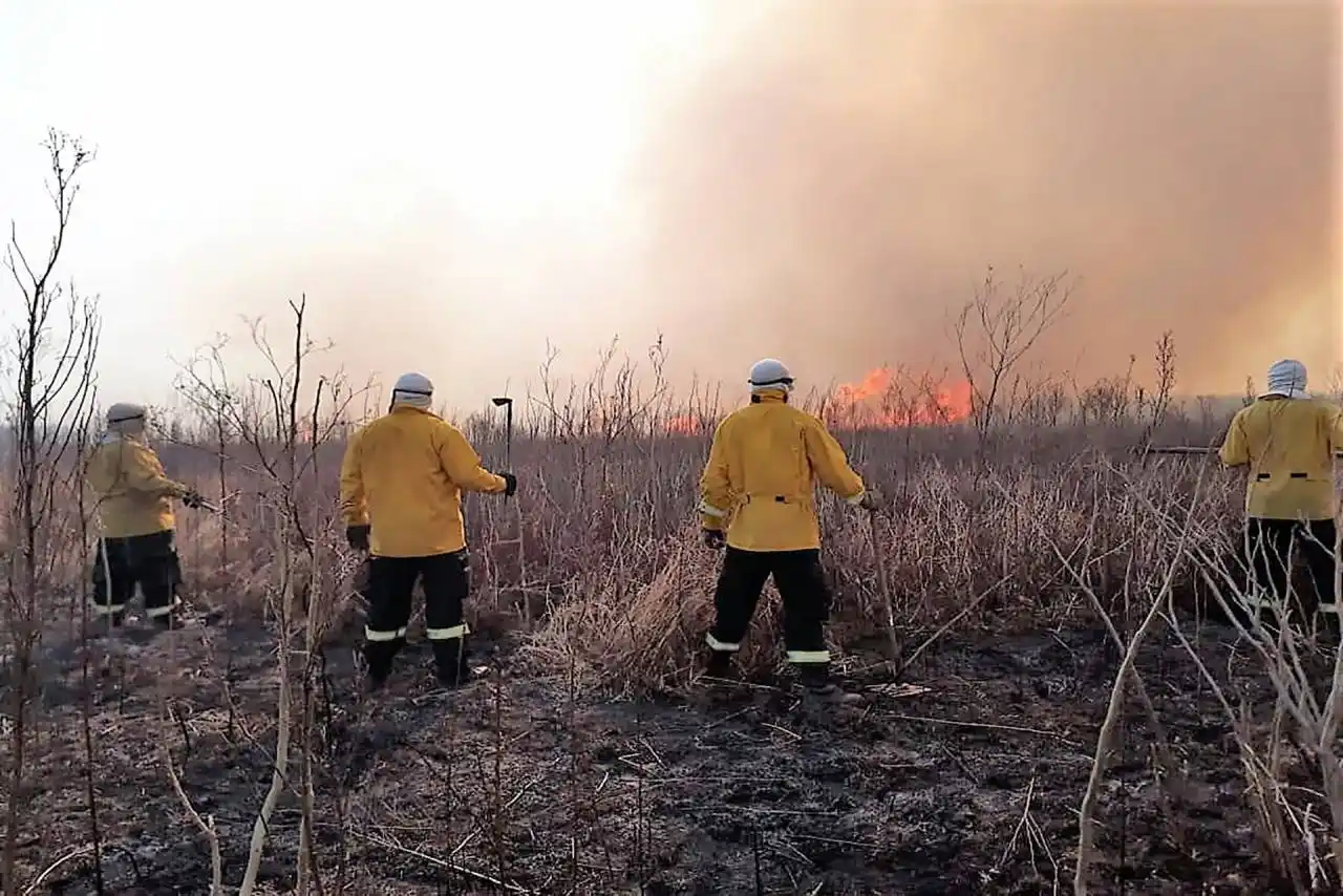 Brigadistas entrerrianos combaten incendios cercanos a viviendas rurales en el Delta