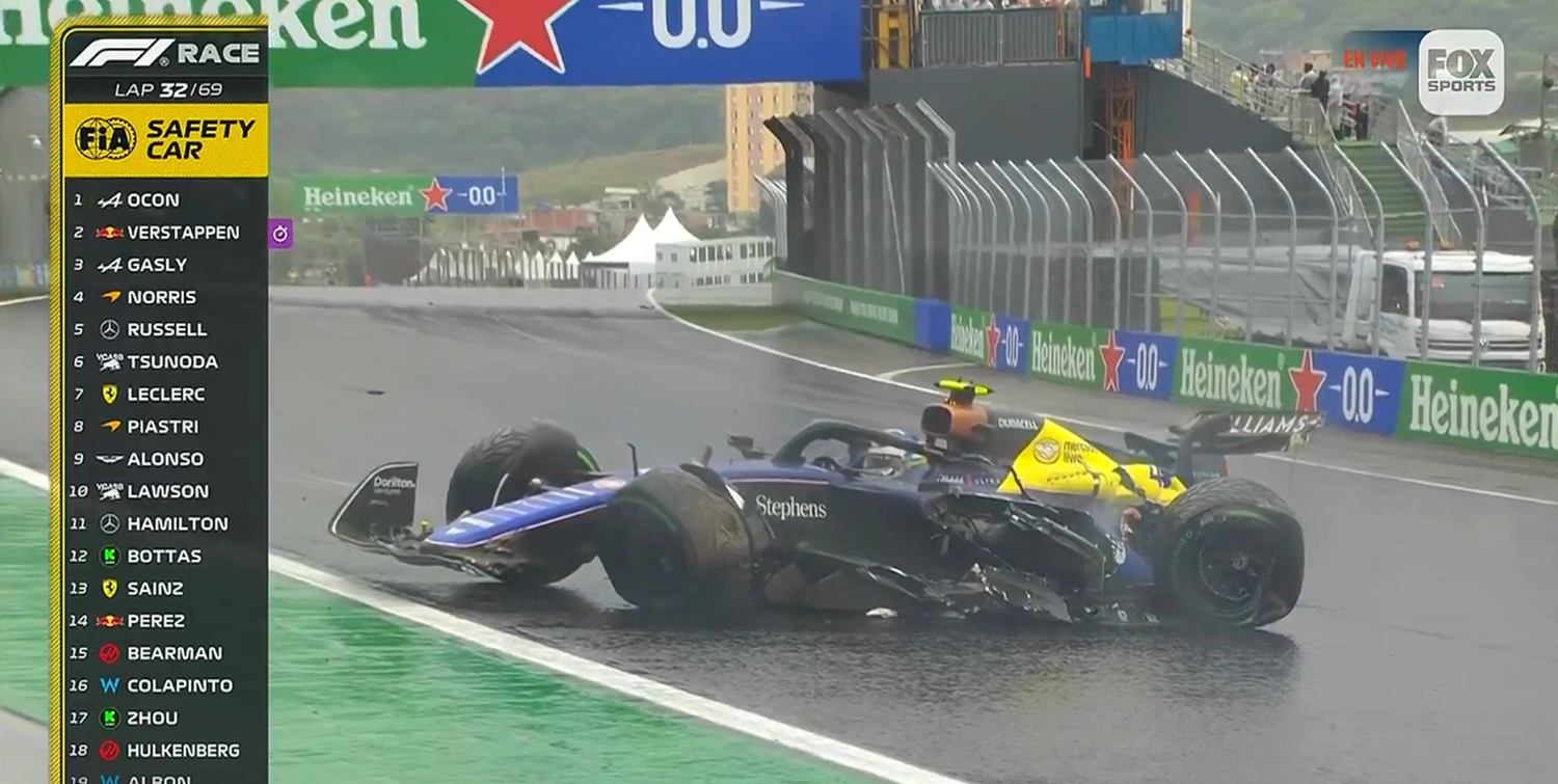 Franco Colapinto despistó, chocó y tuvo que abandonar el GP de Brasil de Fórmula 1: "Fue un golpe muy fuerte"