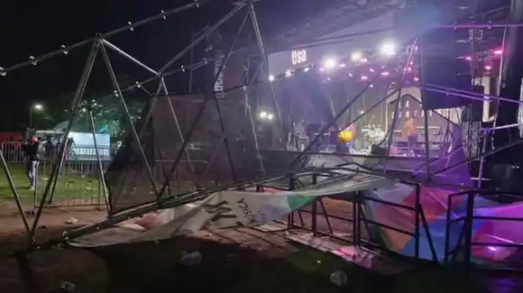 Tragedia en la Fiesta Nacional de la Música: una mujer murió al caer una estructura metálica por el viento