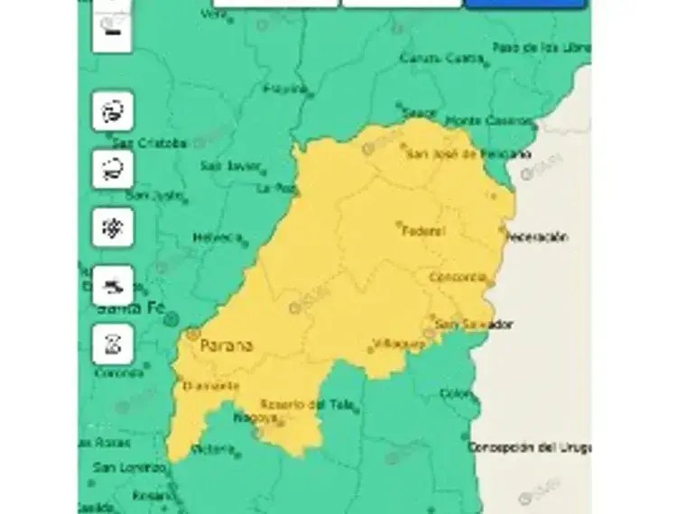 Concordia y otros nueve departamentos bajo alerta amarilla por tormentas