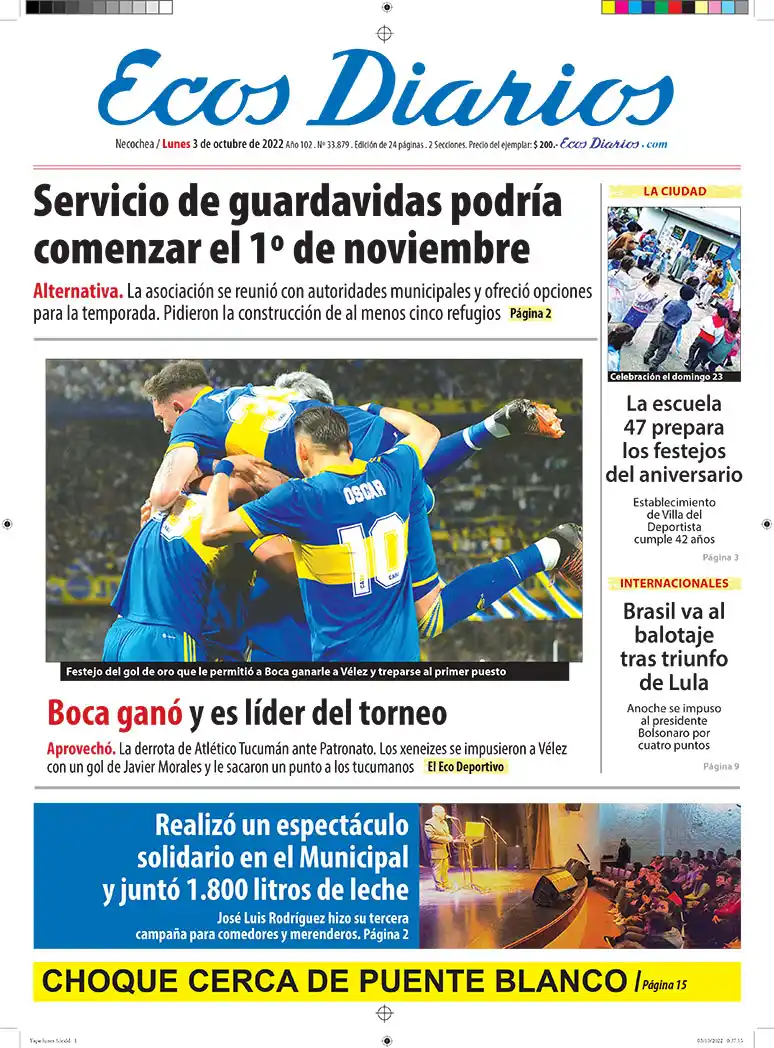 Tapa del 3 de octubre de 2022