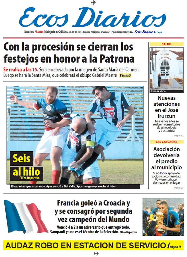 Tapa del 16 de julio de 2018