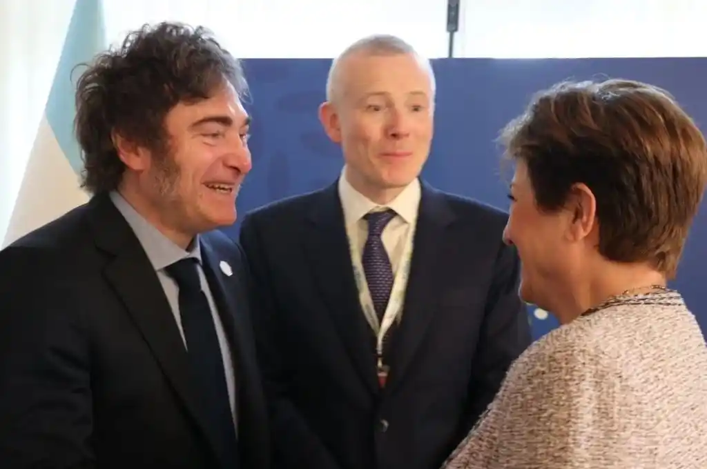 El presidente Javier Milei con la directora gerente del FMI, la economista búlgara Kristalina Georgieva.