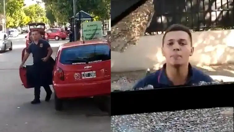 Echaron de los Bomberos de San Martín al violento joven que destrozó a golpes un colectivo en Villa Ballester