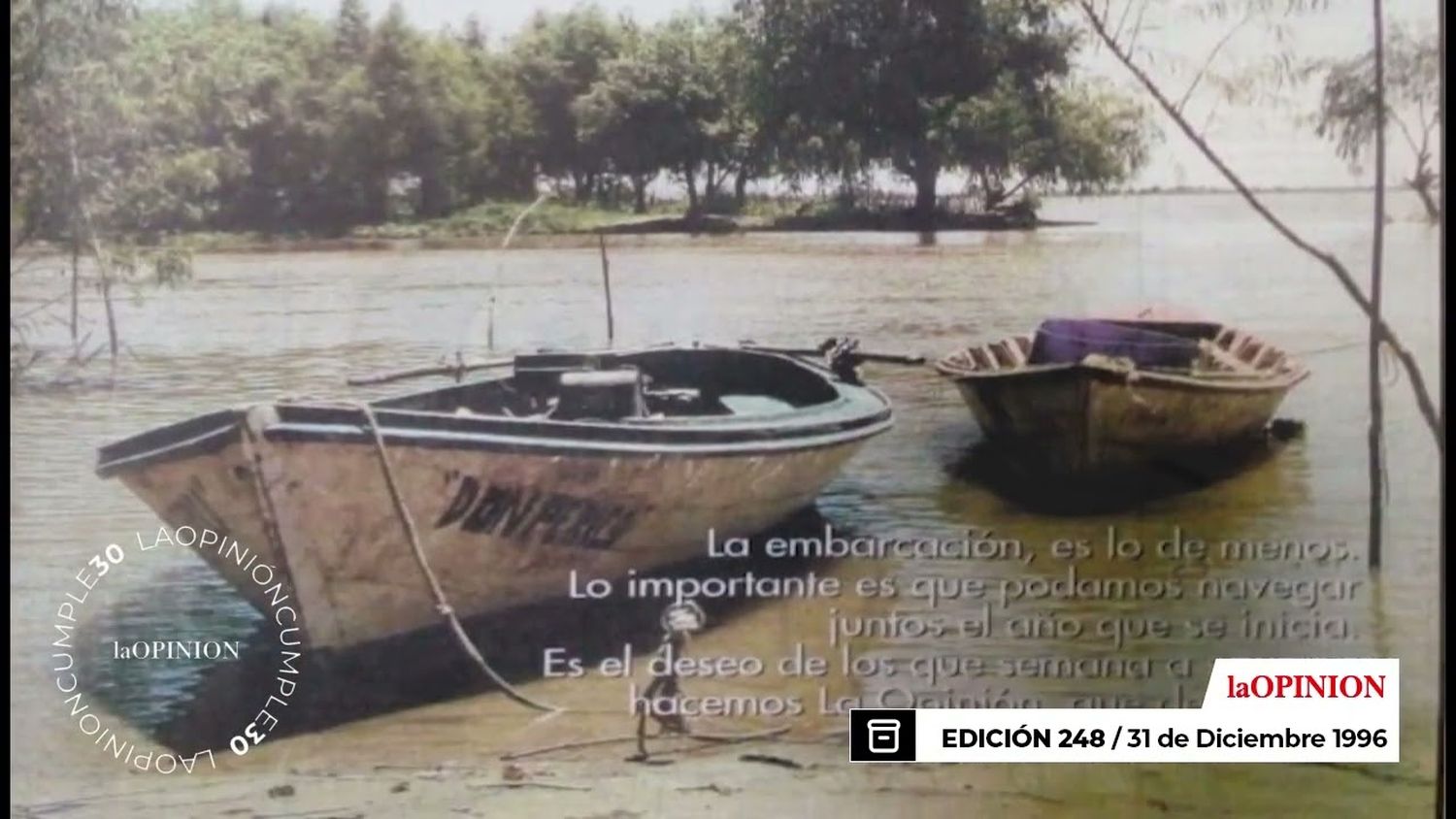 30 años de La Opinión: la tapa 248 del  31 de diciembre de 1996