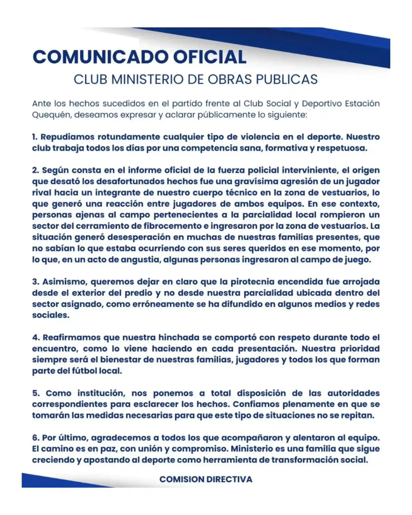 comunicado ministerio