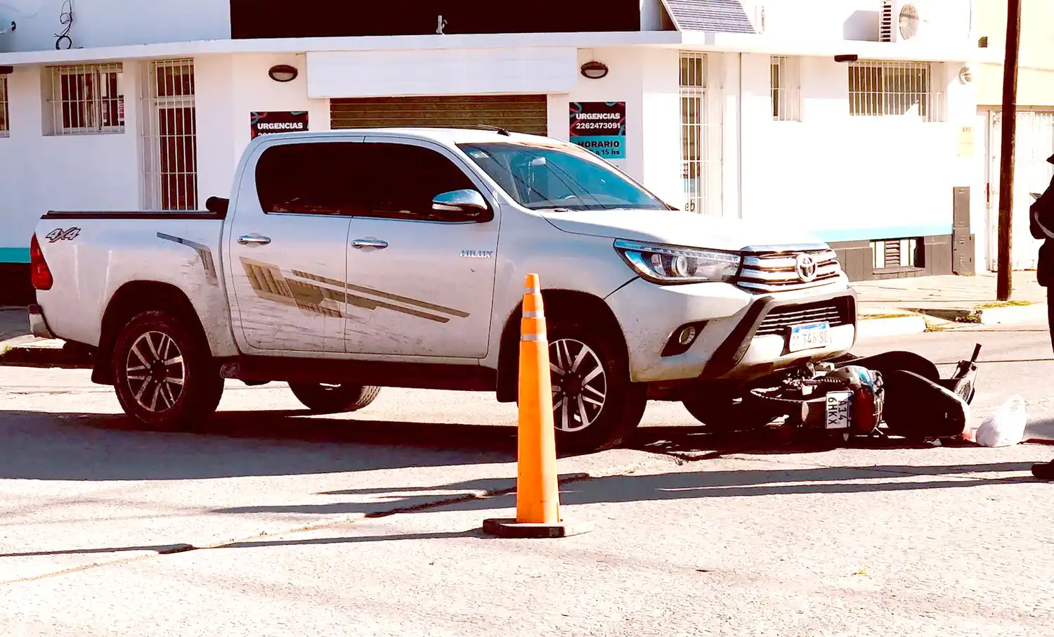 Siniestro vial en la tarde de hoy, en la esquina de calles 63 y 68