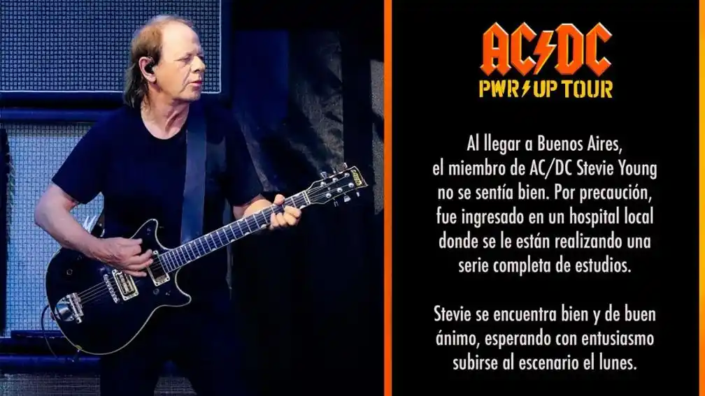 Internaron en Buenos Aires al guitarrista de AC/DC Stevie Young antes de los shows en River