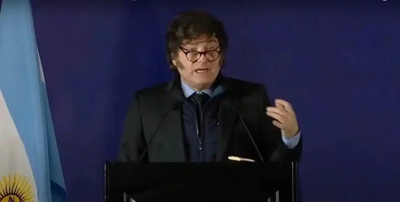 El presidente Javier Milei en el Congreso de Inversiones Inmobiliarias. Foto: Captura de video.