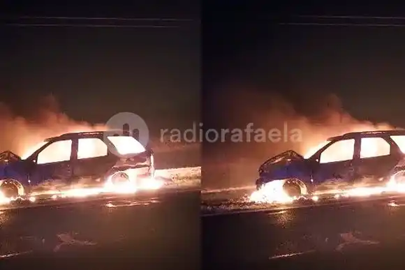 Un auto se prendió fuego cerca de Nelson y las pérdidas resultaron totales