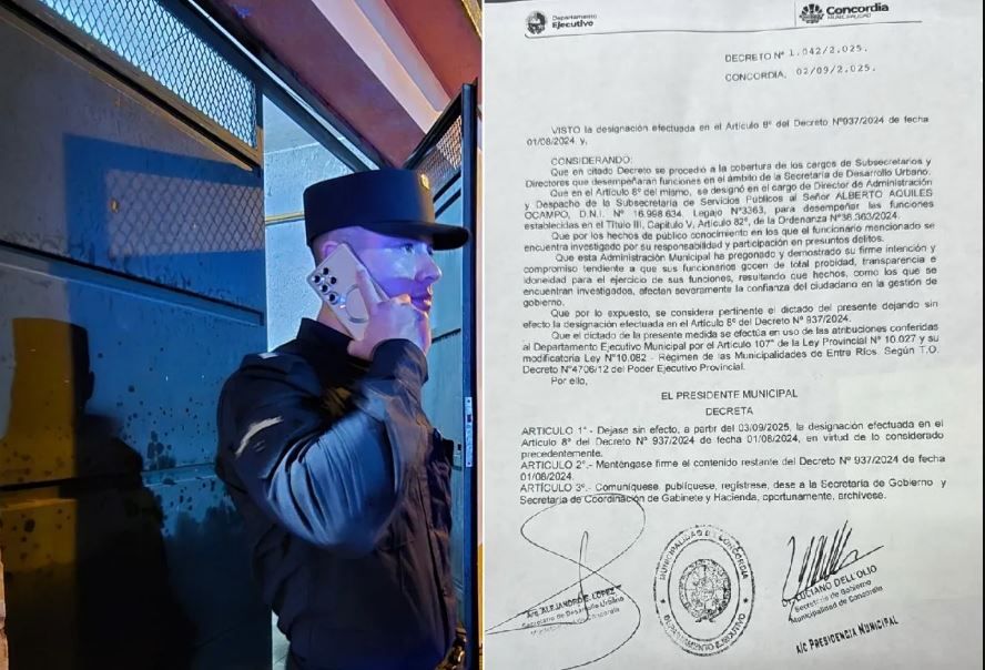 Echan a funcionario municipal de una ciudad entrerriana tras ser allanado y detenido por extorsionar a una mujer con un video íntimo