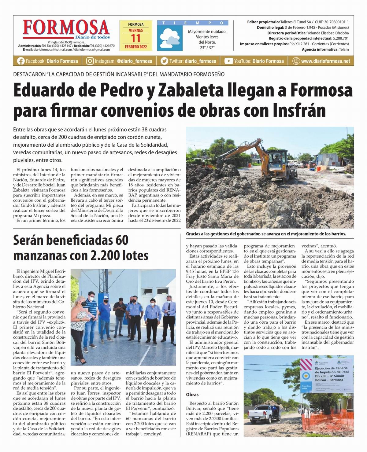 Tapa y Contratapa 11 de febrero de 2022
