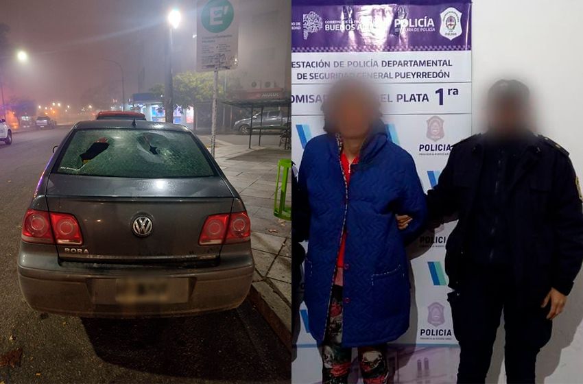 Fuera de sí, una mujer rompió los cristales de un auto con un palo