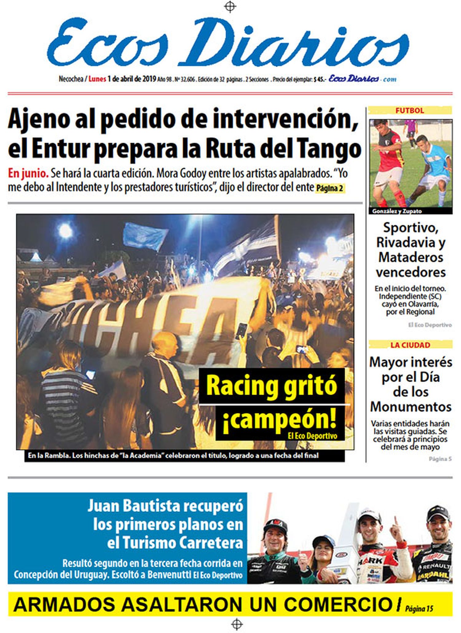 Tapa del 1º de abril de 2019