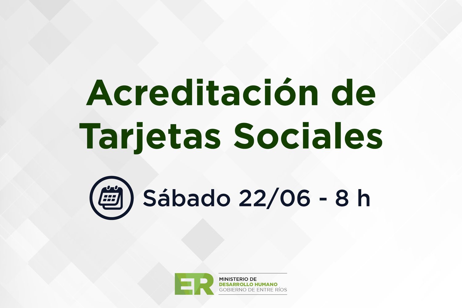 Este sábado se acreditan las tarjetas sociales