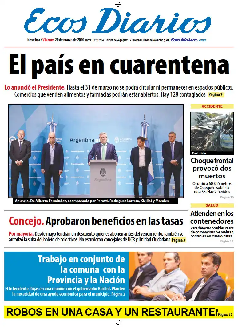 Tapa del 20 de marzo de 2020